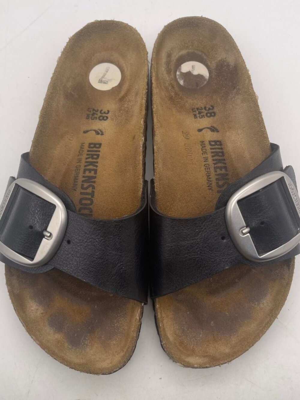 Birkenstock Madrid 38 Sandal Big Buckle Black Silver Women's Size 7 Sandals